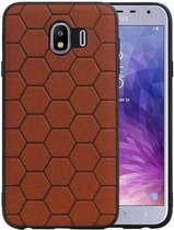 Hexagon Hard Case - Telefoonhoesje - Backcover Hoesje - achterkant hoesje - Geschikt voor Samsung Galaxy J4 - Bruin
