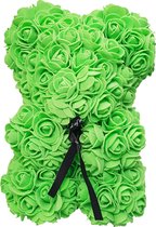 Rozen beer XL- 40 CM - Flower bear - Bloemen beer - Rose bear - In Geschenkdoos - Groen