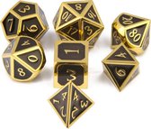 Top Dice™ - 7 Metalen Dobbelstenen Dungeons & Dragons – Goud met Zwart – Polydice set TRPG