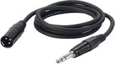 DAP Audio Microfoon Kabel - Male XLR naar Jack Stereo - 1,5m (Zwart)