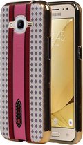 M-Cases Roze Paars Ruit Design TPU back case hoesje voor Samsung Galaxy J5 2016