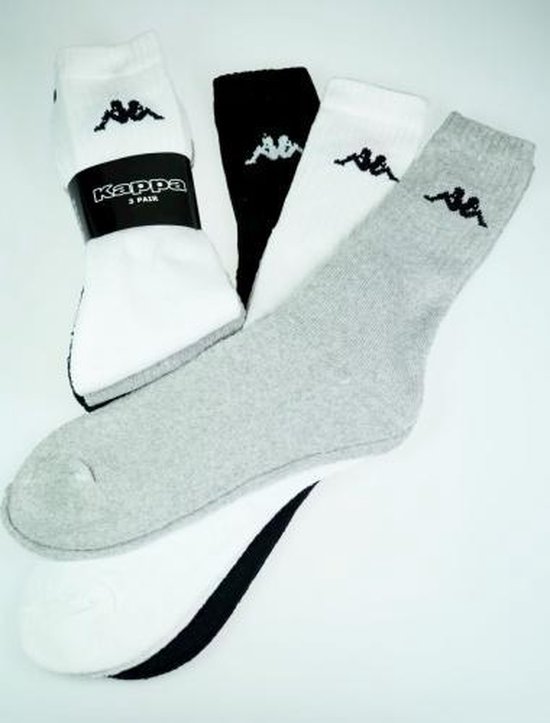 Kappa 3-pak sokken wit zwart grijs maat 43-46 | bol.com
