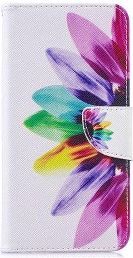 Shop4 - Geschikt voor Huawei Y7 2019 Hoesje - Wallet Case Gekleurde Bloem