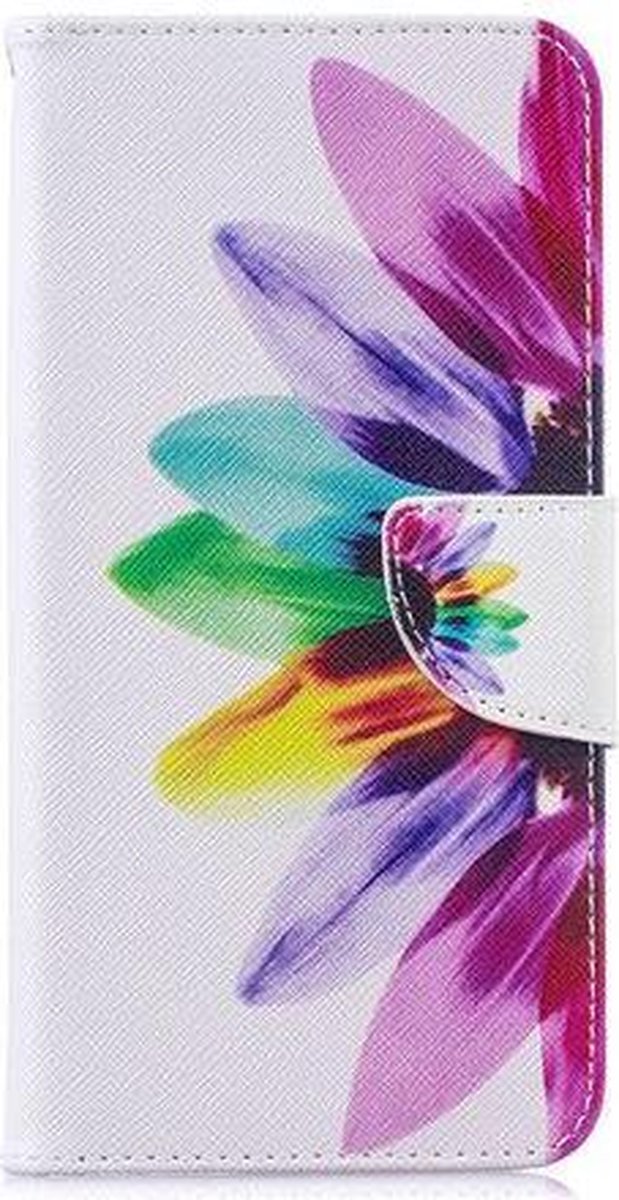 Shop4 - Geschikt voor Huawei Y7 2019 Hoesje - Wallet Case Gekleurde Bloem
