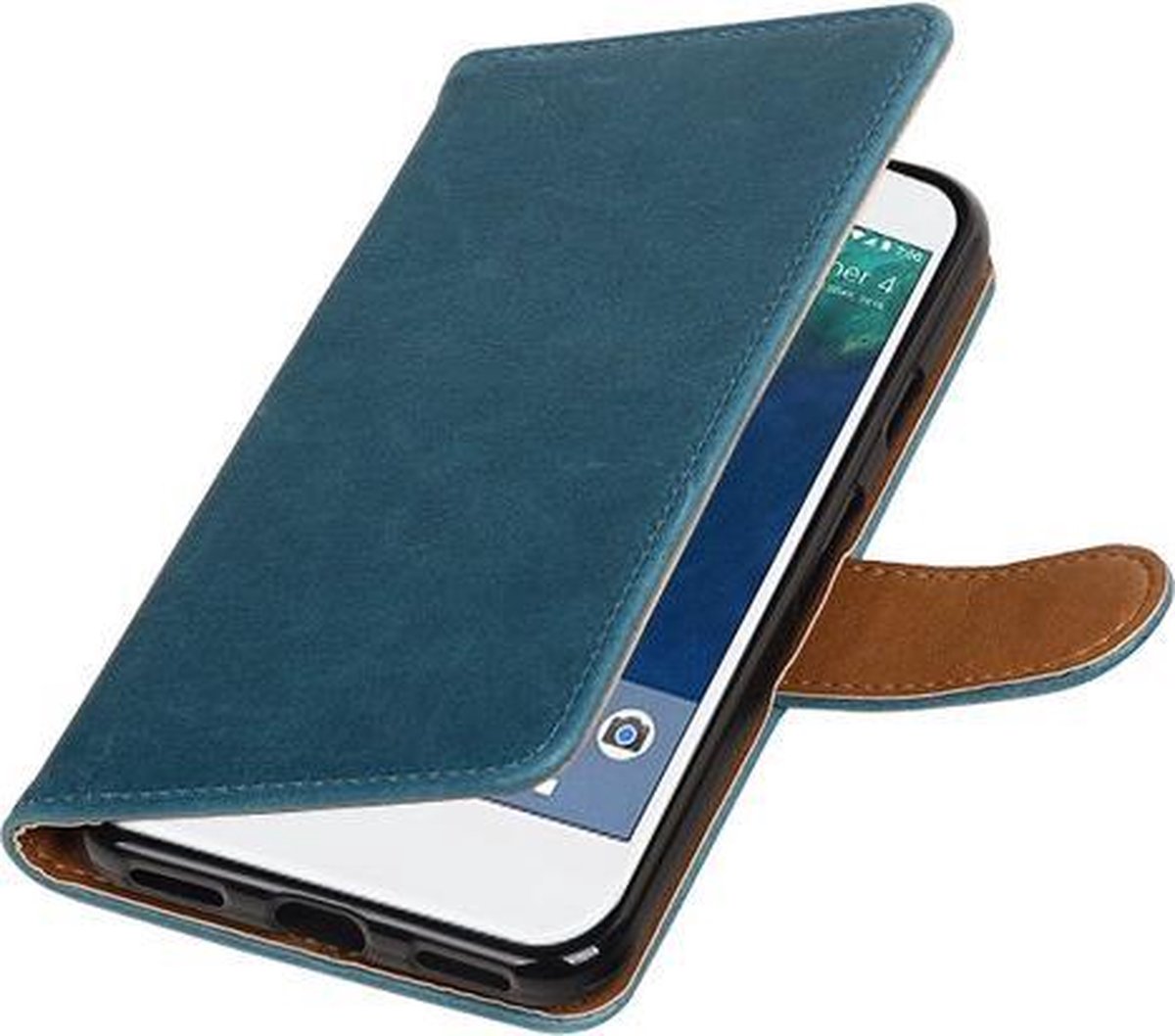 Blauw Pull-Up PU booktype wallet cover hoesje voor Google Pixel