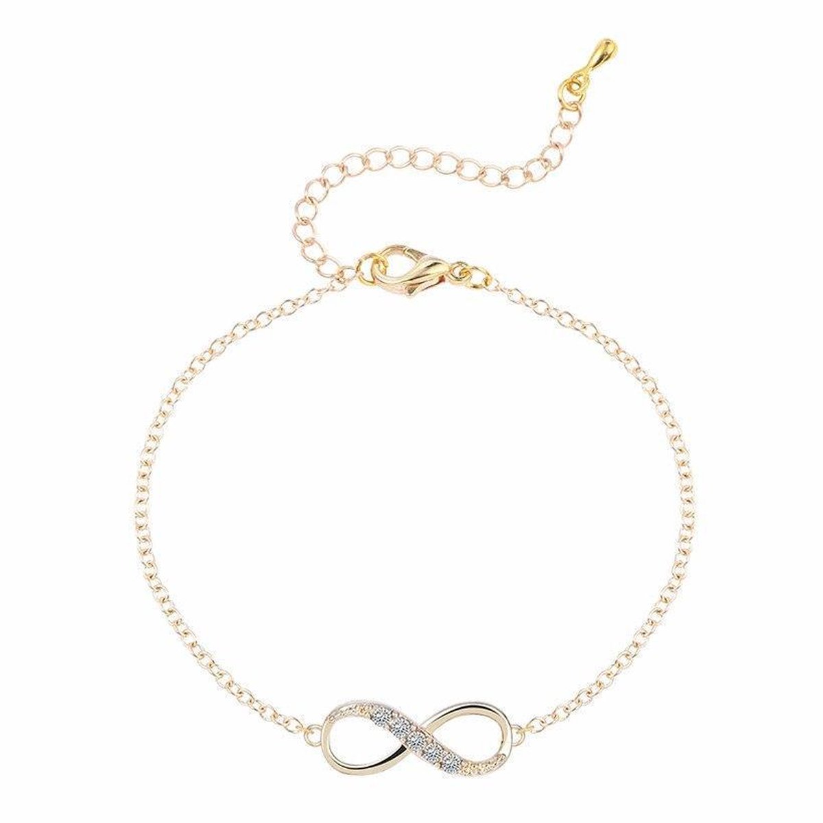 Armband infinity met steentjes zirkonia goudkleur