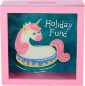 Roze eenhoorn spaarpot - 18x18 cm - Vakantiegeld dieren spaarpotten