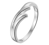 The Jewelry Collection Ring Zirkonia Poli/mat - Zilver