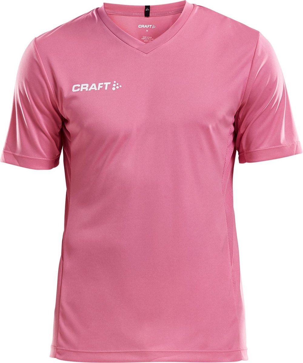 Craft Squad Jersey Solid SS Shirt Heren Sportshirt - Maat L  - Mannen - roze/wit - Craft