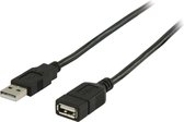 Valueline VLCP60010B20, 2 m, USB A, USB A, USB 2.0, Mâle/Femelle, Noir