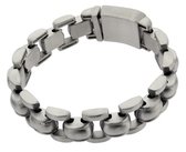 Bukovsky - Geborstelde Stalen Mannen Armband - "Global Small" - 19,5 cm - Zilverkleur - Mat - Rvs - 316L Stainless Steel