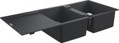 Évier composite K500 avec garniture de vidage automatique, 1160x500 mm, noir granite