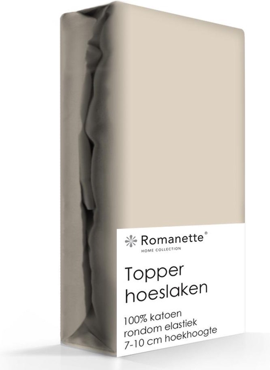 Romanette topper hoeslaken - Camel - Lits-jumeaux (180x200 cm)