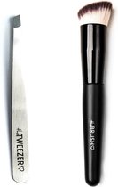 Combideal The Tweezer Slant Silver + The Brush Kabuki Buffer Brush