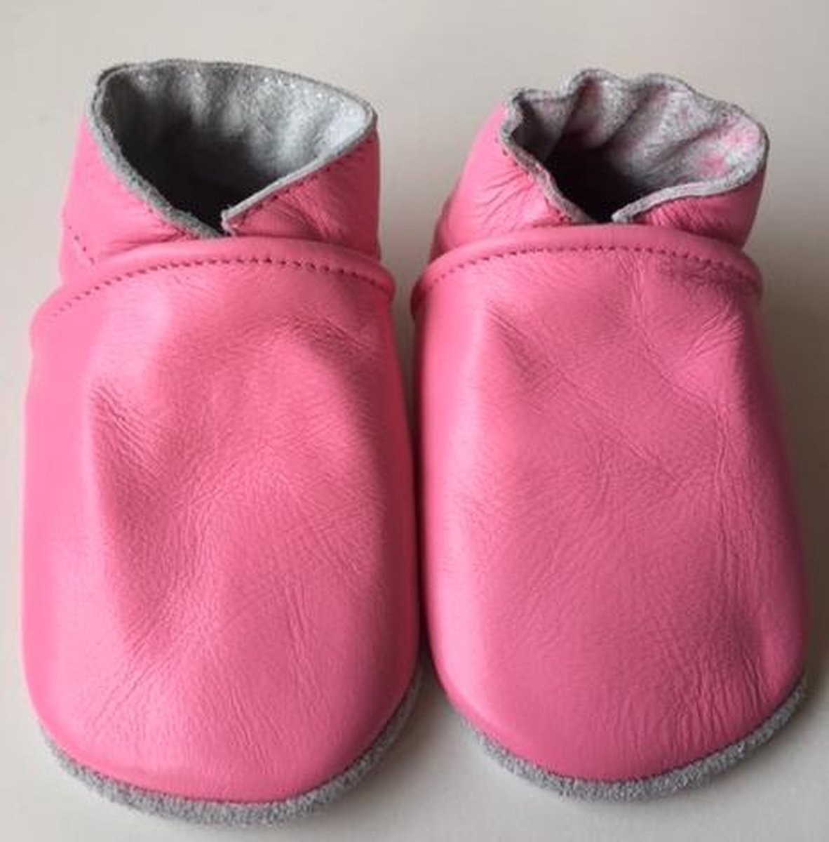 Leren baby slofjes – roze maat m