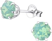 Zilveren SWAROVSKI® kristallen Oorstekers - 6 mm - Groen / blauw Pacific Opal