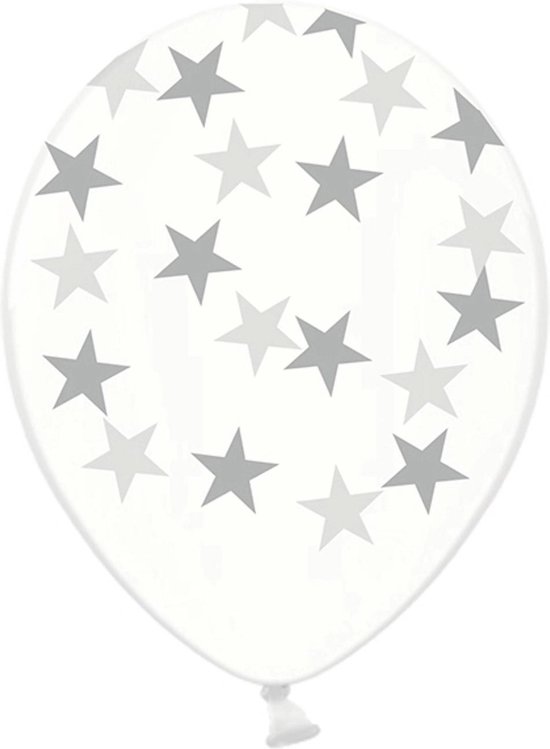 PARTYDECO - 6 doorzichtige latex ballonnen met sterren - Decoratie > Ballonnen