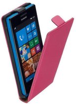 LELYCASE Lederen Flip Case Cover Hoesje Huawei Ascend W1 Pink
