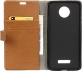 Litchi cover bruin wallet case cover Motorola Moto Z