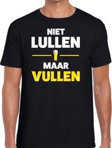 Niet Lullen maar Vullen tekst t-shirt zwart voor heren - heren feest t-shirts XXL