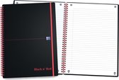 5x Oxford BLACK N' RED spiraalblok kunststof, 140 bladzijden A4, gelijnd