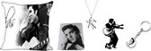 Elvis Presley paquet taie d'oreiller tapis de souris autocollant de voiture porte-clés collier 5 articles de fan du roi du rock and roll