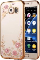 Samsung Galaxy S7 Edge Siliconen hoesje bloemen/vlinders (goud)