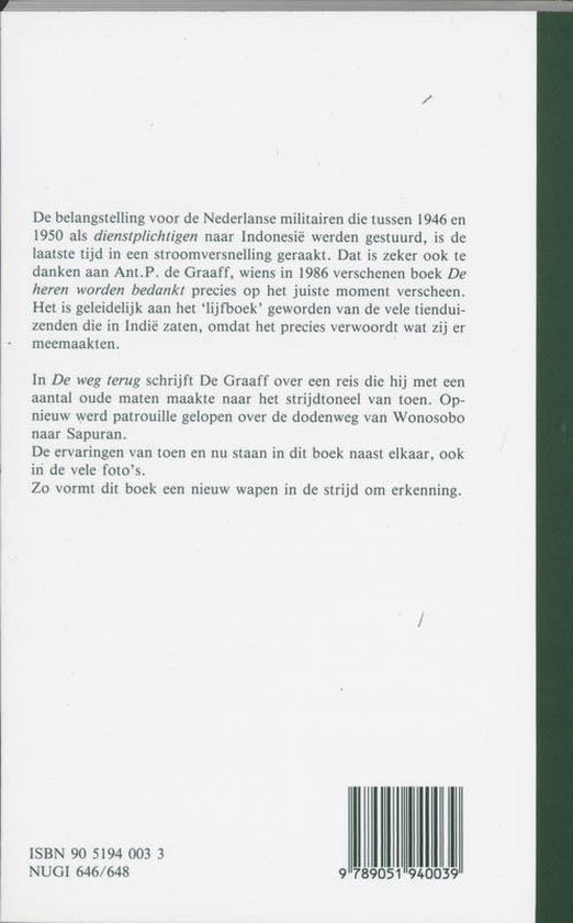 Achterkant van een boek met tekst en ISBN-nummer 90 5194 003 3 NUGI 646/648.