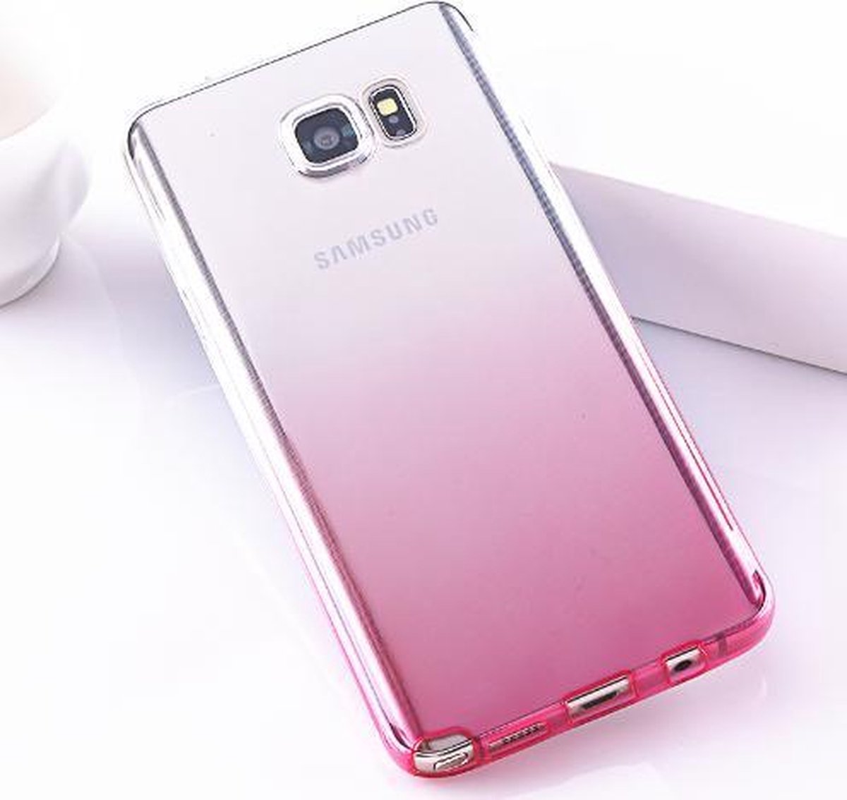 Samsung Galaxy Note 5 Transparant siliconen hoesje (roze)