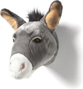 Wild&Soft- Wanddecoratie dierenkop pluche ezel grijs