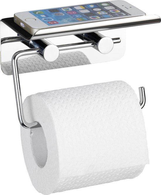 Toiletrolhouder RVS glans met telefoonhouder / wc rolhouder / plankje |  bol.com