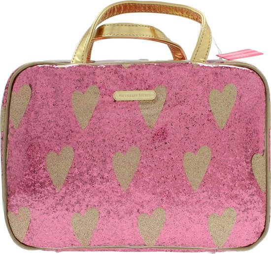 Sluiting Perth Tulpen Victoria's Secret L Hanging Weekender Pink/Gold Glitter w/ Heart | bol.com