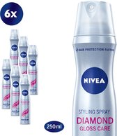 NIVEA Diamond Gloss Care Styling Spray - 6 x 250 ml - Haarlak