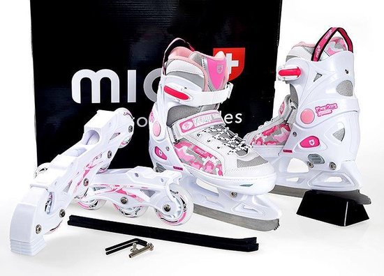 minimum Vaag kiezen 2in1 Schaatsen en Inline Skates - MICO PRINCESS - Roze - Maat 37-40 (Skate/ Schaats Combo) | bol.com