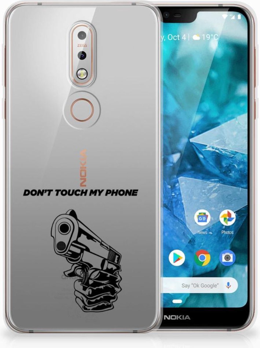 Nokia 7.1 Silicone-hoesje Gun Don't Touch My Phone