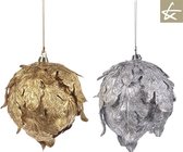 Goodwill Kerstbal -Blaadjes Glitter ALLEEN NOG Zilver modelD 12.5 cm LET OP prijs per stuk