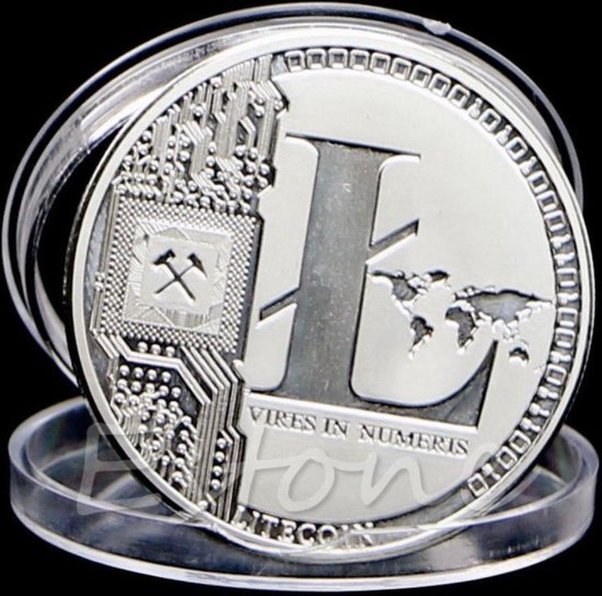 Litecoin munt, Physical Coin Silverplated |Crypto | Bitcoin | Zilver |