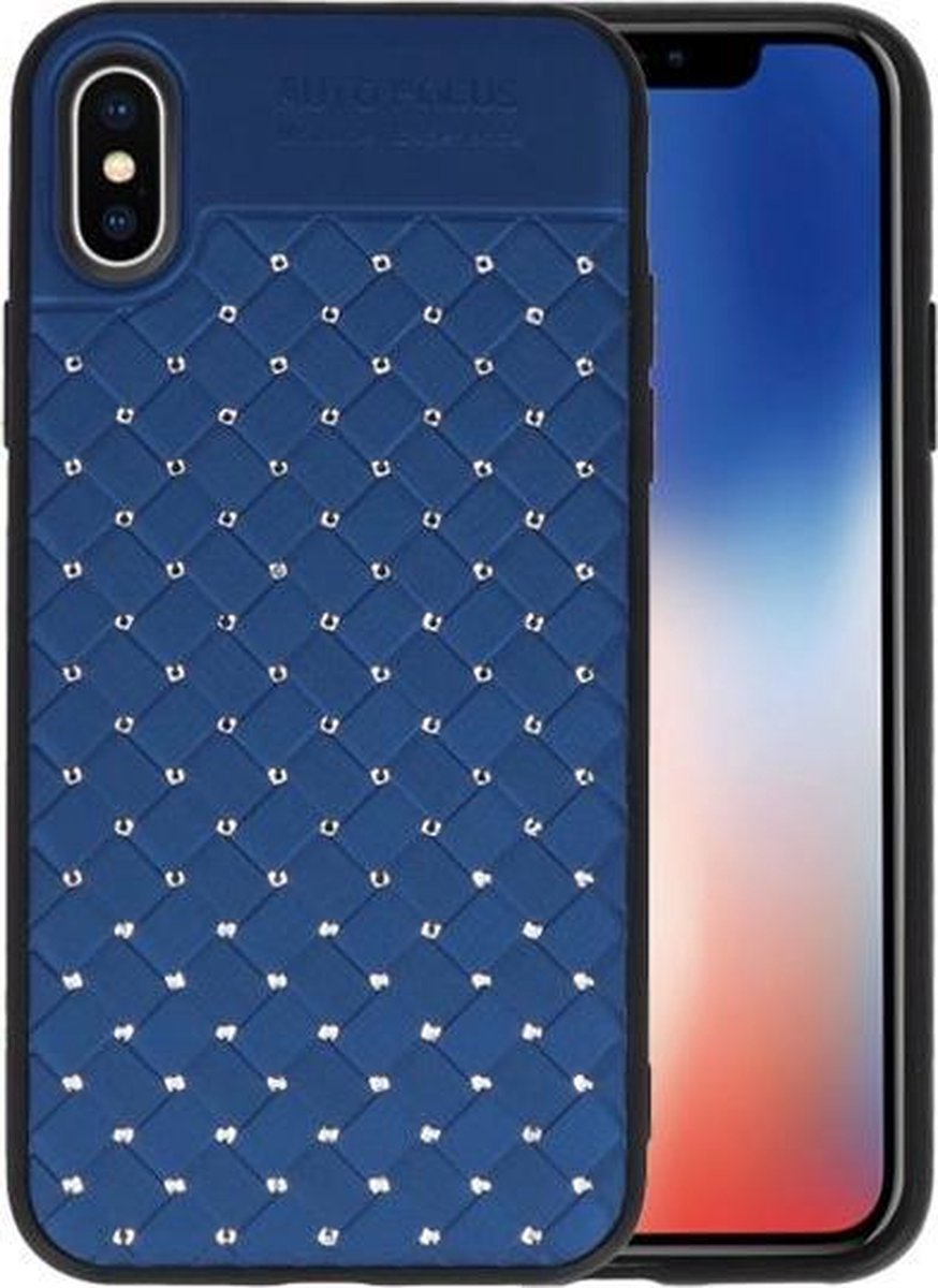 Blauw Diamand Geweven hard case hoesje voorApple iPhone X