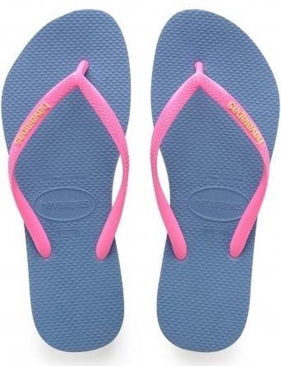 Havaianas Slipper Slim Logo - Blauw / Roze - maat: 29/30 | bol.com