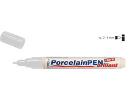 Hobby Line Witte Porcelain Pen - Glas- en porseleinstift op waterbasis geschikt voor glas, porselein, metaal en keramiek