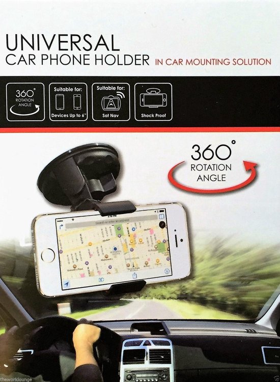 Universal Car Phone Holder - Auto Telefoonhouder  - Universeel -  Met Zuignap en 360 Graden roteerbaar