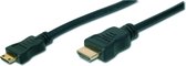 Digitus HDMI Aansluitkabel HDMI-A stekker, HDMI-mini-C stekker 3.00 m Zwart AK-330106-030-S Vergulde steekcontacten HDM