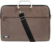 Tech Supplies - Laptop Sleeve 15 Inch - 15.4" Case - Schoudertas, laptophoes met metalen handvaten - Bruin