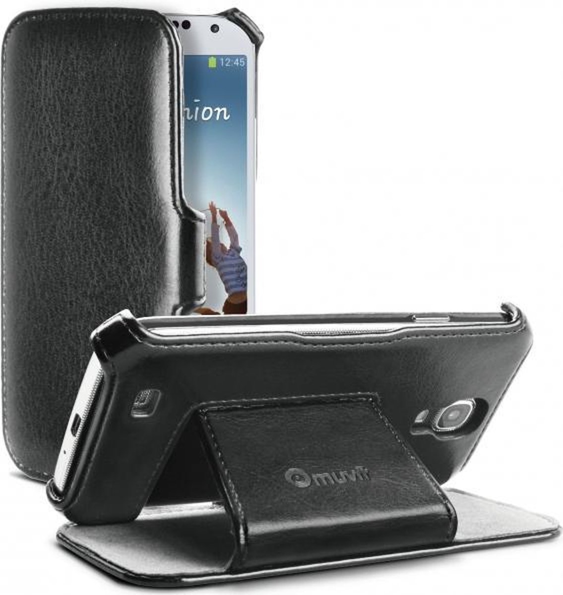 Muvit Samsung Galaxy S4 Folio Stand Case Black with Cardslot (MUSSL0107)