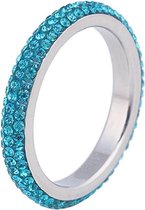 Cilla Jewels ring edelstaal Kristal Blauw-18mm