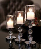 Luxe Kaarsen Kandelaars Set 3-delig Met Kristallen Woondecoratie