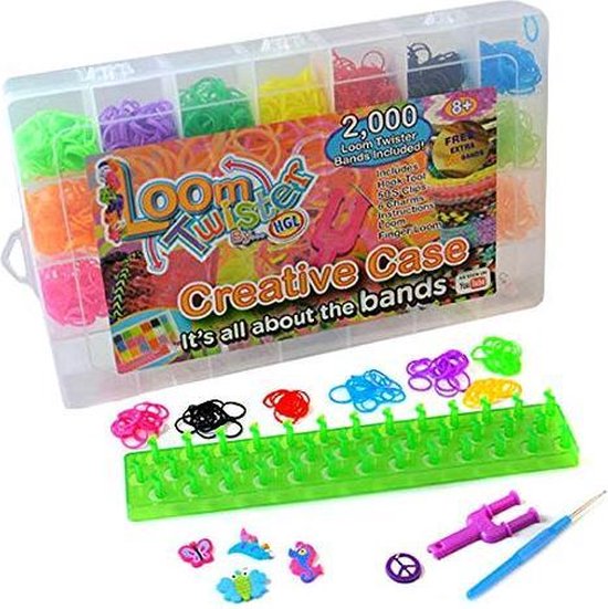 Loom Twister Loombox 2000 (normale bands) + 500 ( geur bands) Loombandjes Multicolor - Loom twister