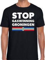 Groningen protest t-shirt STOP gaswinning Groningen zwart voor h S