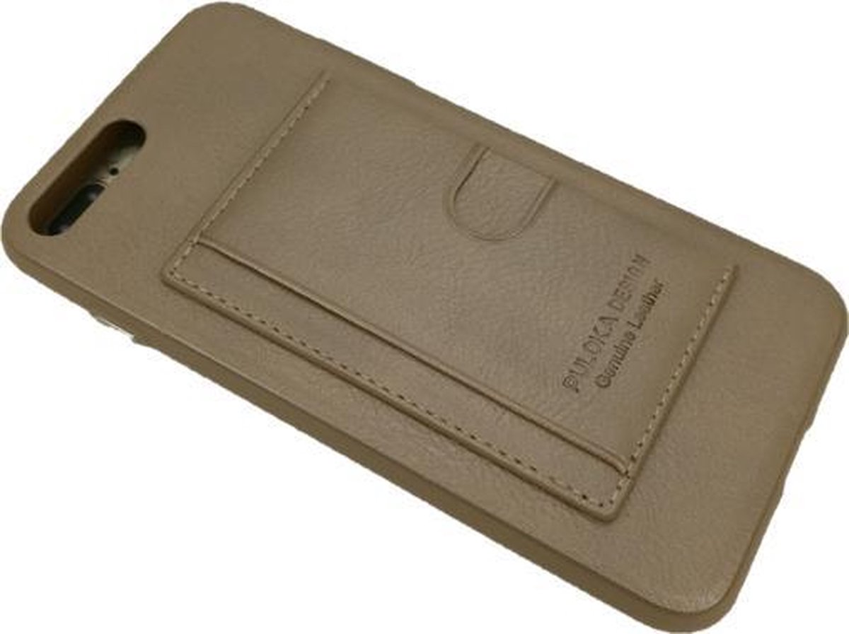 Puloka Card Bag - Hard Back Coverne 6 Plus /6s Plus - Leder Look - geschikt voor 1 pasje - Goud