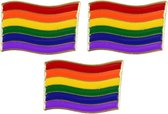 3x Regenboog gay pride kleuren metalen pin/broche/badge 4 cm - Regenboogvlag LHBT accessoires